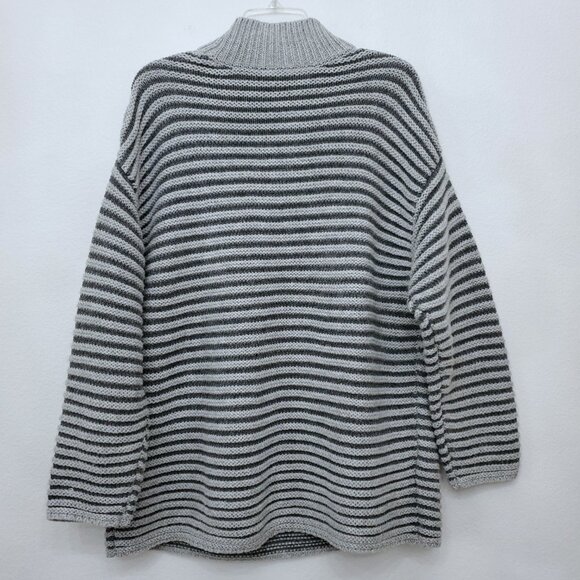 Haven Well Within Mock Turtleneck Ottoman Stitch Wool Blend Pullover Sweater L - Picture 7 of 12